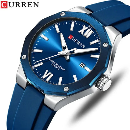 CURREN 8465 New Fashionable Men's Quartz Watch Waterproof Calendar Luminous Silicone Strap Advanced Men's Clock Daily reloj