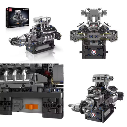 Mould King LSX454 V8 V12 W12 Engine Motorized Simulation Model Electrically Drive Building Blocks Technical Car Parts Toys Gift