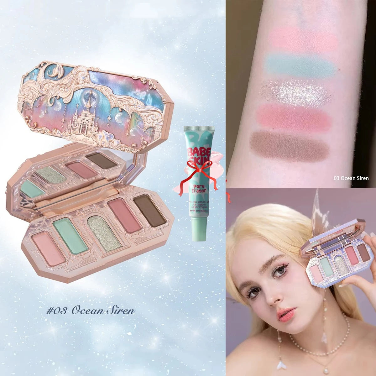 Flower Knows Chocolate Wonder-Shop 8-Color Eyeshadow Palette Matte Shimmer Waterproof Highly Pigmented Long Lasting Makeup