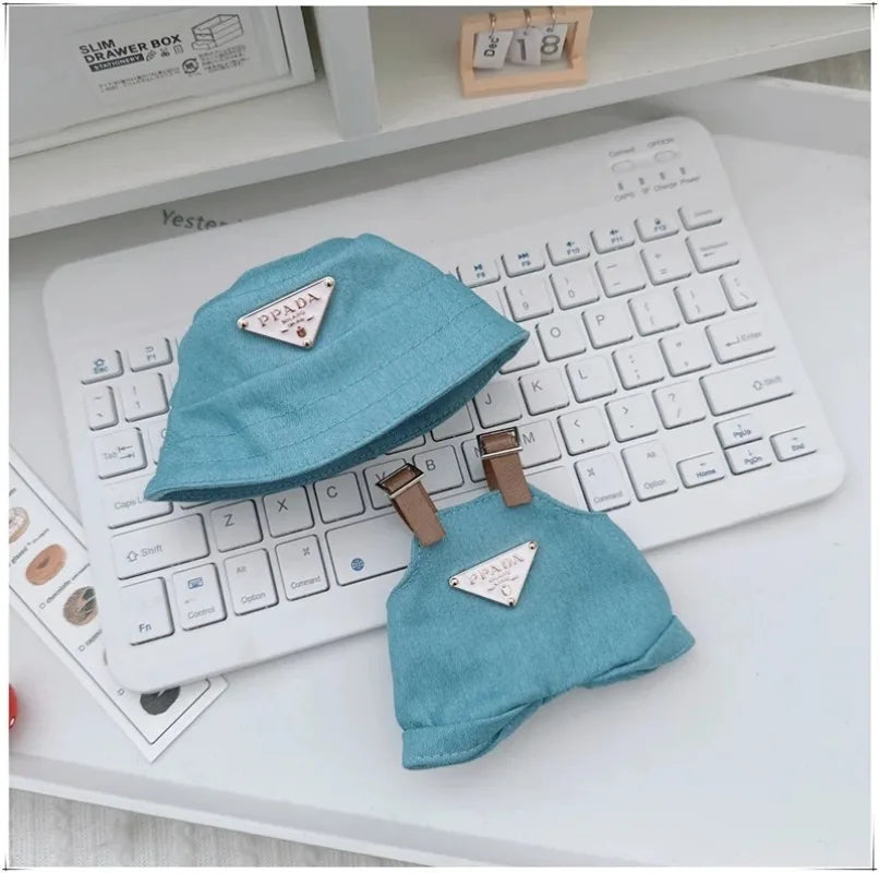 15 17cm For Labubu Doll Retro Denim Overalls Ropa Clothing Luxury Montaigne Skirt Dress Outfit Clothes Shoes Set Accessories