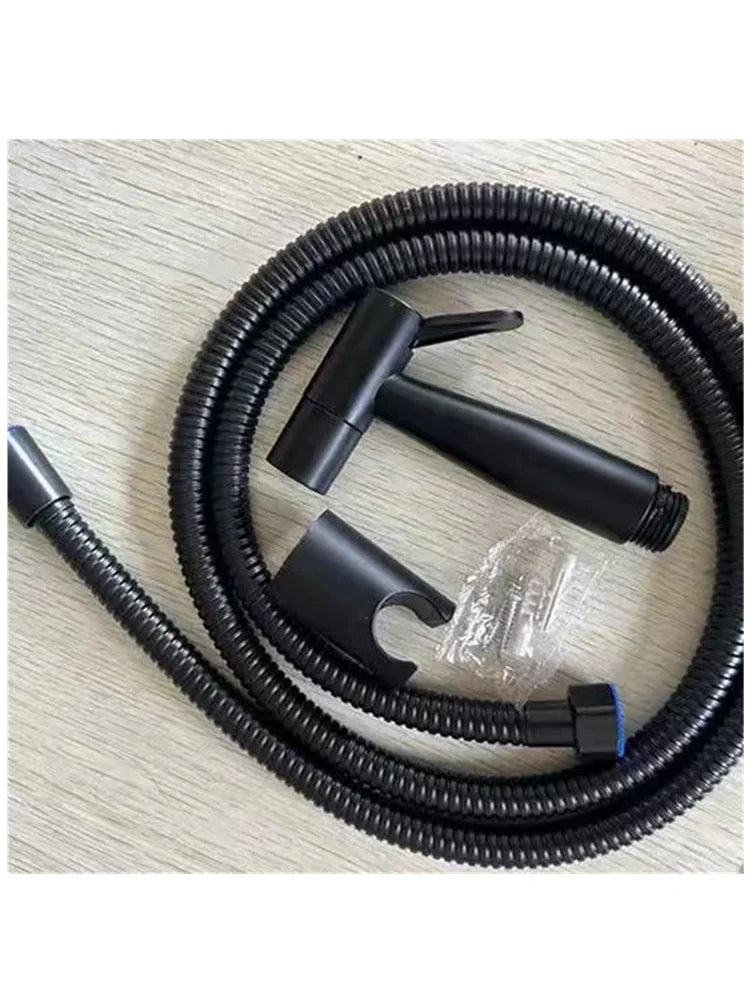 Toilet Bidet Faucet Black Handheld Sprayer Stainless Steel Bathroom Hand Bidet Sprayer Set Hose Toilet Self Cleaning Shower Head