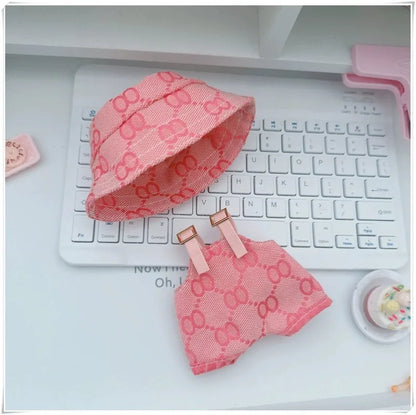 15 17cm For Labubu Doll Retro Denim Overalls Ropa Clothing Luxury Montaigne Skirt Dress Outfit Clothes Shoes Set Accessories