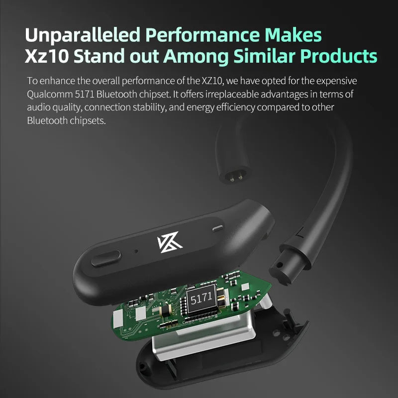 KZ-XZ10 Hybrid Driver Kz xz10Ear-Hook Earphones - Bluetooth 5.3 & Wired Combo with aptX for ZS10 Pro, ZSN Pro, D-FI