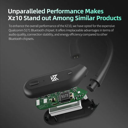KZ-XZ10 Hybrid Driver Kz xz10Ear-Hook Earphones - Bluetooth 5.3 & Wired Combo with aptX for ZS10 Pro, ZSN Pro, D-FI