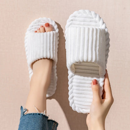 Solid Color Flat Heel Slippers Women Indoor and Bedroom Lightweight Comfort Non-slip Open-toe Breathable Slippers for All Season