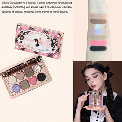 Flower Knows Chocolate Wonder-Shop 8-Color Eyeshadow Palette Matte Shimmer Waterproof Highly Pigmented Long Lasting Makeup