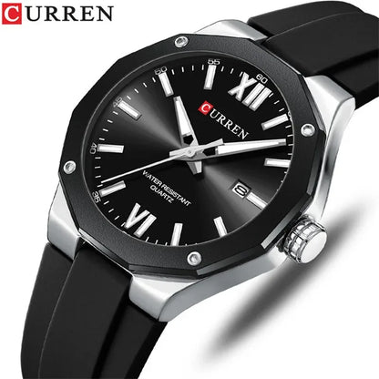 CURREN 8465 New Fashionable Men's Quartz Watch Waterproof Calendar Luminous Silicone Strap Advanced Men's Clock Daily reloj