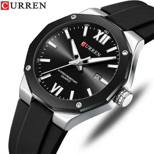 CURREN 8465 New Fashionable Men's Quartz Watch Waterproof Calendar Luminous Silicone Strap Advanced Men's Clock Daily reloj