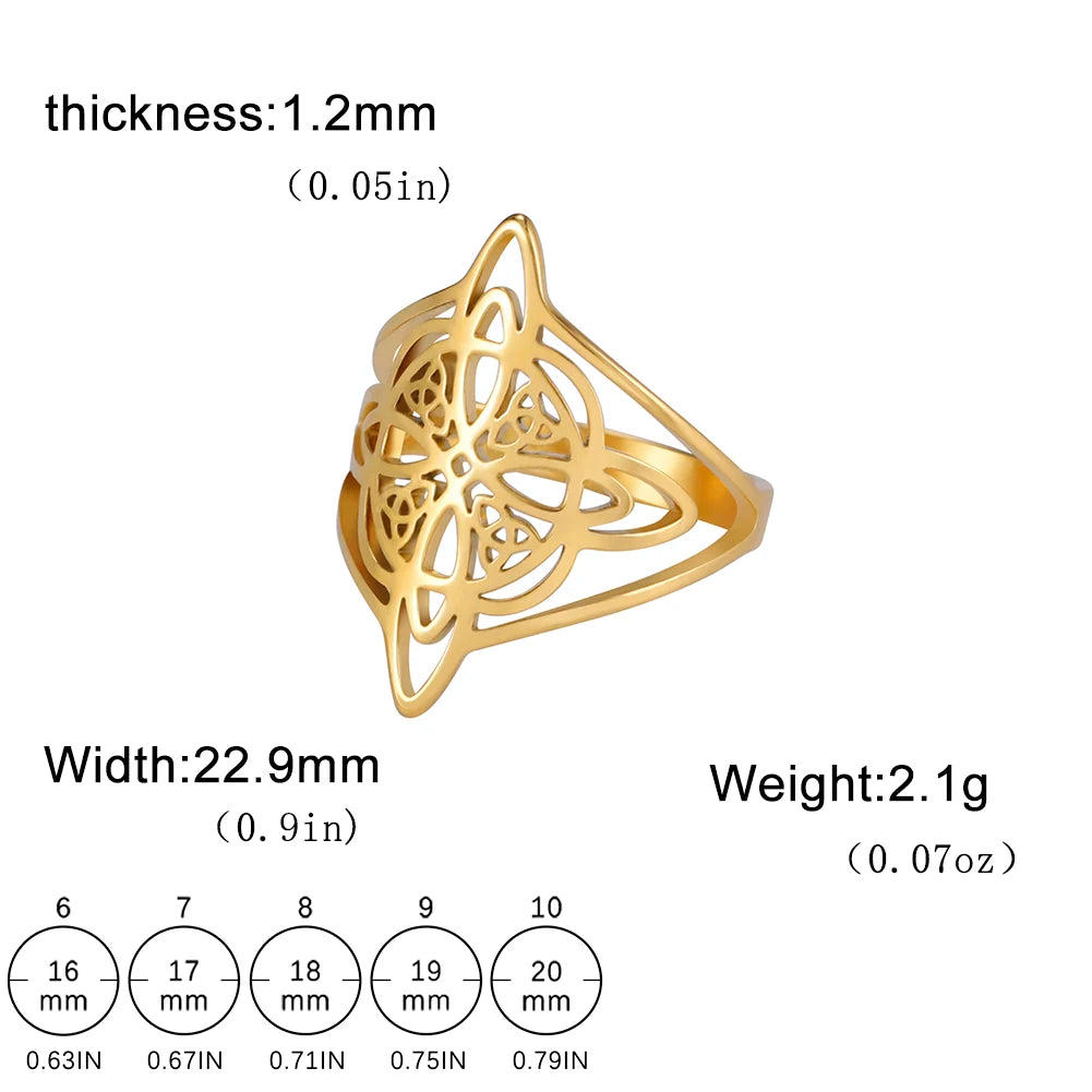 Unift Vintage Witch Knot Rings for Women Men Stainless Steel Finger Ring Witchcraft Protection Amulet Jewelry Wicca Accessories