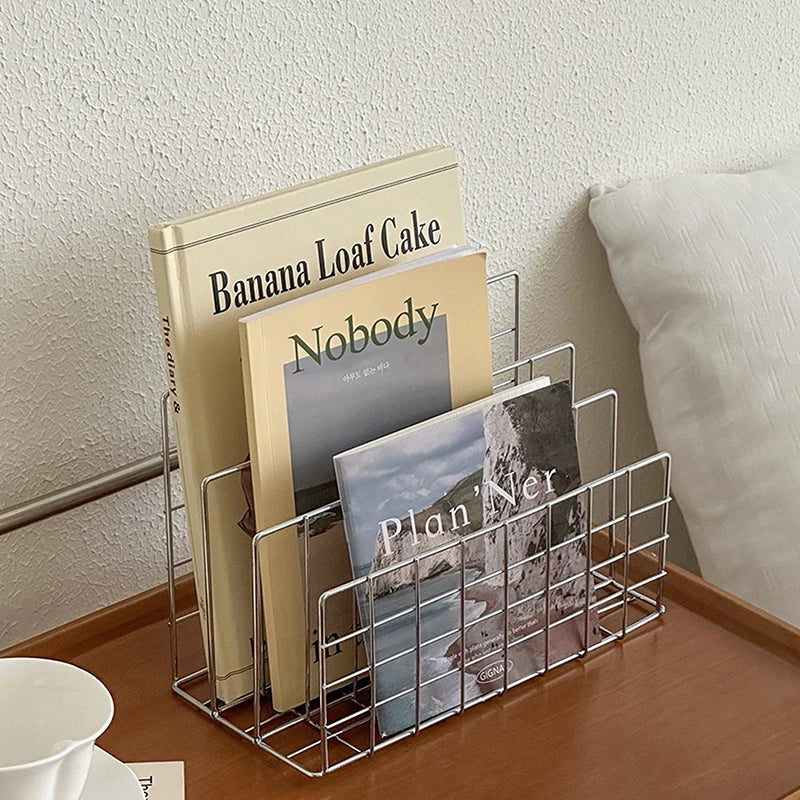Ins Minimalist Iron Desktop Storage Rack Organizer Table Organizing Rack Document Book Rack Desk Multi-functional Storage Rack