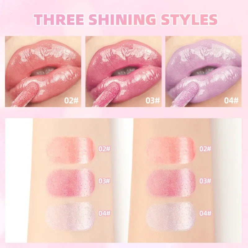 Shimmering Taro Purple Lip Gloss Gold Sparkle, Moisturizing Plumping Lip Gloss, Glassy Jelly Shine Lip Gloss for Sexy Makeup