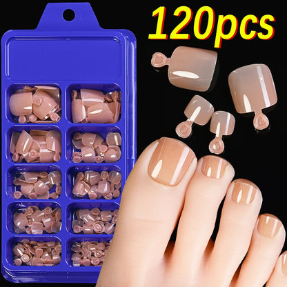 120/100Pcs Almond Fake Nails Extension Wearable Full Cover False Nail Solid Color Mid-length Stiletto/Square Press on Nails