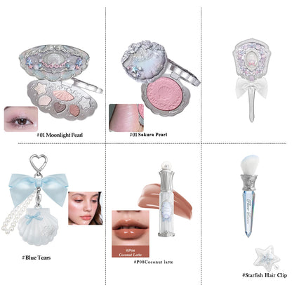 Flower Knows Mermaid Glow Makeup Set Eyeshadow Lip Gloss Blush Pearl Shell Series New Arrival Fantasy Look Gift for Girls