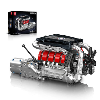 Mould King 10171 LSX454 V8 Engine Motorized Simulation Model Electrically Drive Building Blocks Technical Car Parts Toys Gift