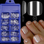 120/100Pcs Almond Fake Nails Extension Wearable Full Cover False Nail Solid Color Mid-length Stiletto/Square Press on Nails