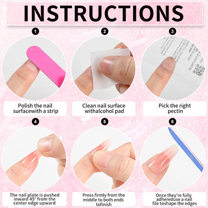 100/120pcs Pink White Press On Nails Medium Trapezoid Acrylic False Nails Full Artificial Fingernails Extension Fake Nail Tips