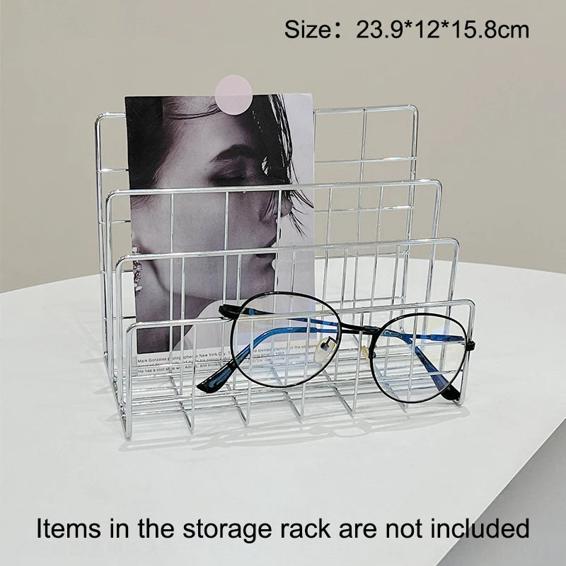 Ins Minimalist Iron Desktop Storage Rack Organizer Table Organizing Rack Document Book Rack Desk Multi-functional Storage Rack