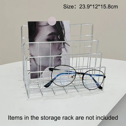Ins Minimalist Iron Desktop Storage Rack Organizer Table Organizing Rack Document Book Rack Desk Multi-functional Storage Rack