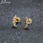 Unique Christmas Earring Stainless Steel YES NO Cactus Footprint Music Stud Earrings for Women Tiny Star Boots Jewelry Girl Gift