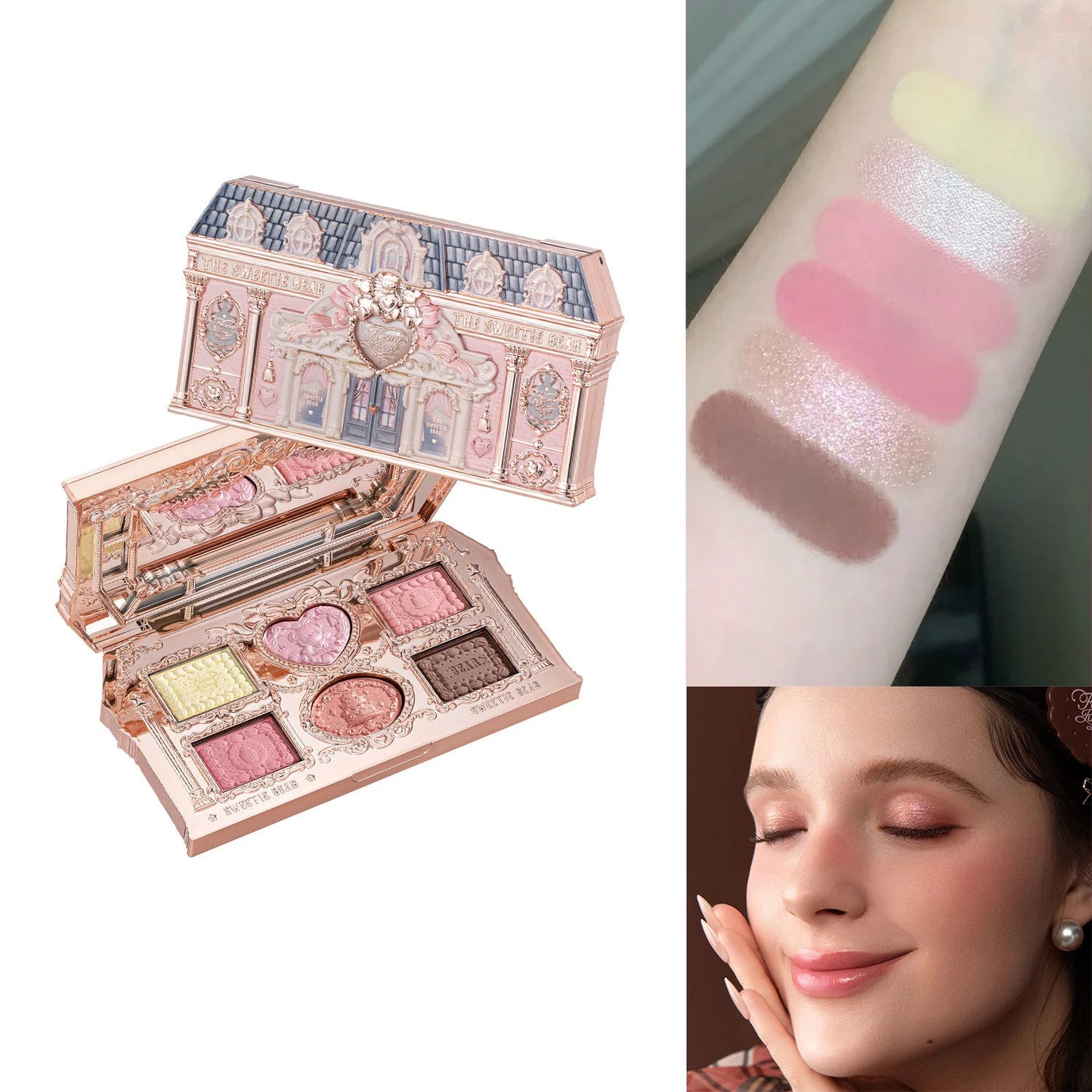 Flower Knows Chocolate Wonder-Shop 8-Color Eyeshadow Palette Matte Shimmer Waterproof Highly Pigmented Long Lasting Makeup