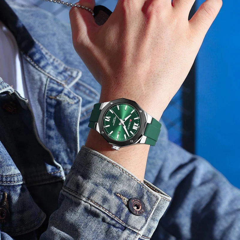 CURREN 8465 New Fashionable Men's Quartz Watch Waterproof Calendar Luminous Silicone Strap Advanced Men's Clock Daily reloj