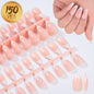 100Pcs Light Pink Press on Nails Short Medium Square Fake Nail Tips 10 sizes Reusable Full Cover False Nails Finger Decoration