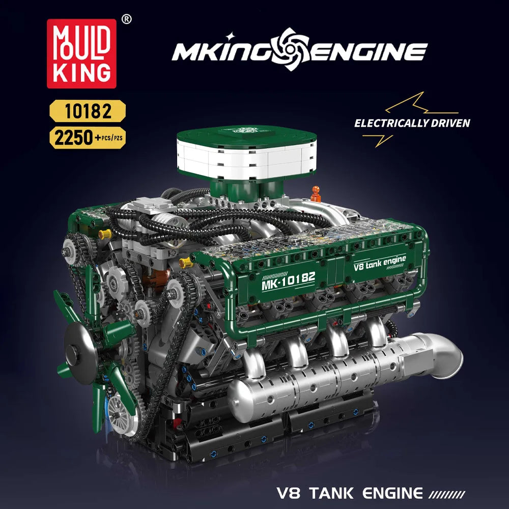 Mould King 10171 LSX454 V8 Engine Motorized Simulation Model Electrically Drive Building Blocks Technical Car Parts Toys Gift