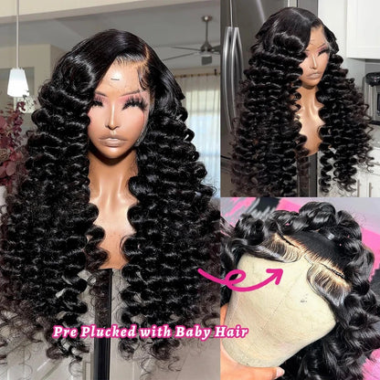 FRIZIRA 250% 30 40 Inch Loose Deep Wave 13x6 HD Lace Front Human Hair Wigs Pre Plucked Wigs13x4 Handmade Curly Lace Frontal Wigs