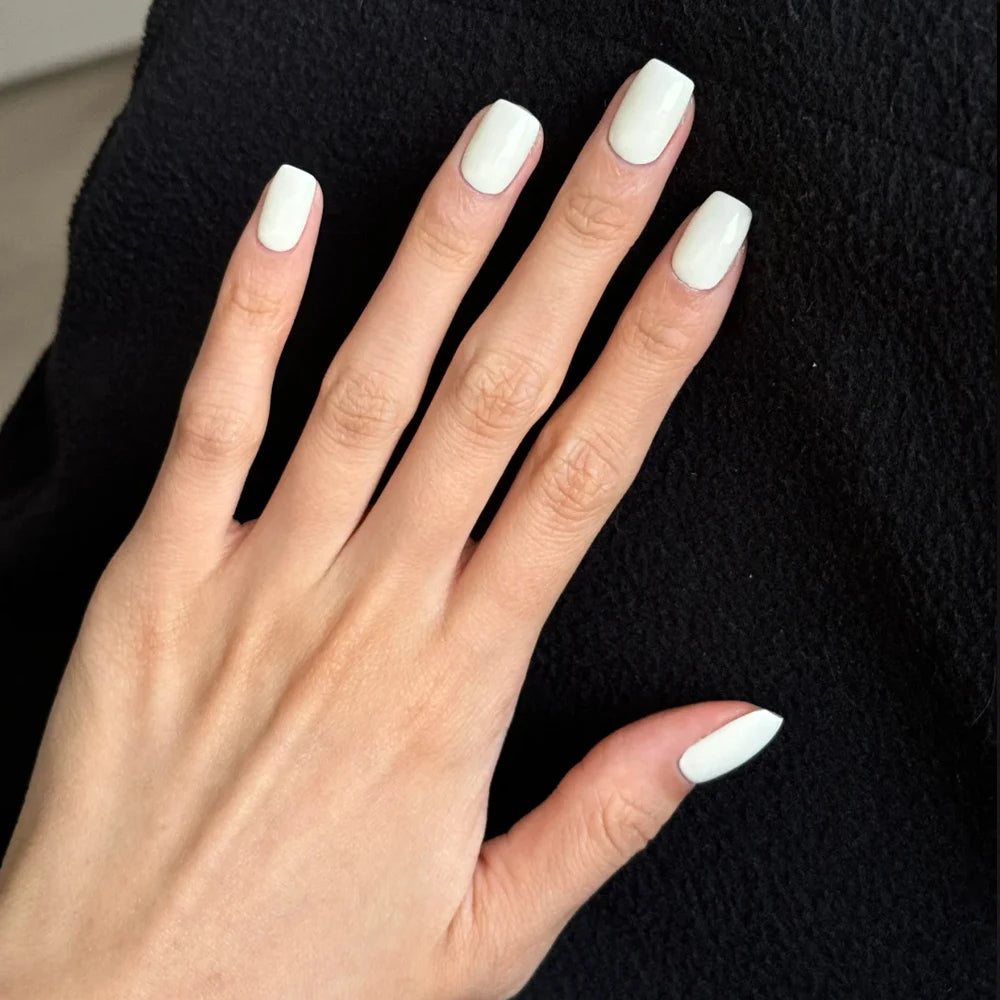 100pcs Milk White/Pink Square Short Round False Nails Full Cover Acrylic Fake Nails Smooth Reusable Press On Nails Fake Nails