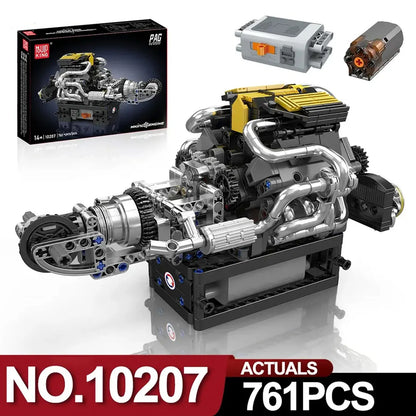 Mould King 10171 LSX454 V8 Engine Motorized Simulation Model Electrically Drive Building Blocks Technical Car Parts Toys Gift