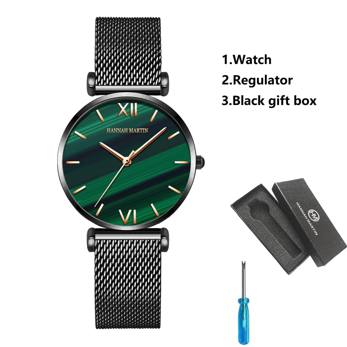Women Fashion Casual Watches Green Malachite Dial Ladies Japanese Quartz Wristwatch Stainless Steel Strap Waterproof Watches