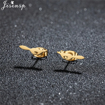Unique Christmas Earring Stainless Steel YES NO Cactus Footprint Music Stud Earrings for Women Tiny Star Boots Jewelry Girl Gift
