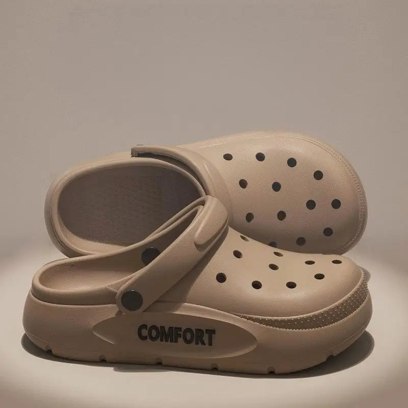 Men's Cut Out Shoes Men's Summer New Women's and Men's Thick-Soled Non-Slip Eva Sandals Boys' Driving Cut Out Slippers