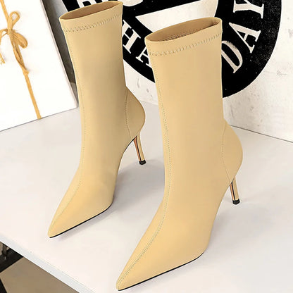 BIGTREE Shoes Women Boots Fashion Ankle Boots Pointed Toe Stretch Boots Autumn Stiletto Socks Boots High Heels Ladies Shoes 2026