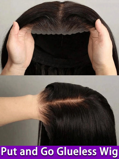 250% Density  Bone Straight 13x4 13x6 5x5 Wear And Go Glueless Wig For Beginners, No Glue, Elastic Band For Women