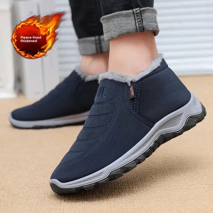Thickened Fleece Winter Snow Boots Men Women Comfortable Cotton Shoes Anti-Slip Warm Short Boots for Middle-Aged And Elderly