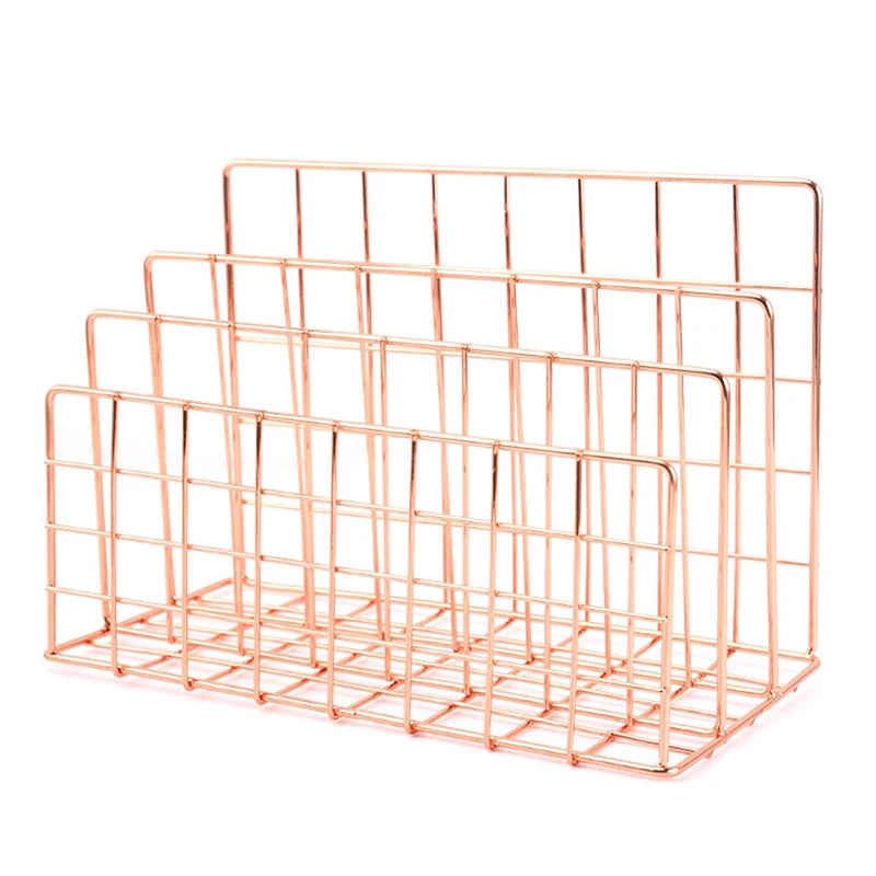 Ins Minimalist Iron Desktop Storage Rack Organizer Table Organizing Rack Document Book Rack Desk Multi-functional Storage Rack