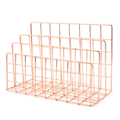 Ins Minimalist Iron Desktop Storage Rack Organizer Table Organizing Rack Document Book Rack Desk Multi-functional Storage Rack