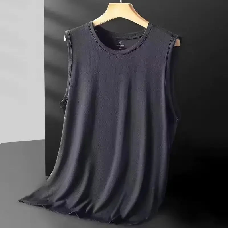Men's Ice Silk Mesh Tank Tops Gym Stringer Transparent Bodybuilding Sleeveless Shirt Fitness Vest Male mesh Muscle Singlets