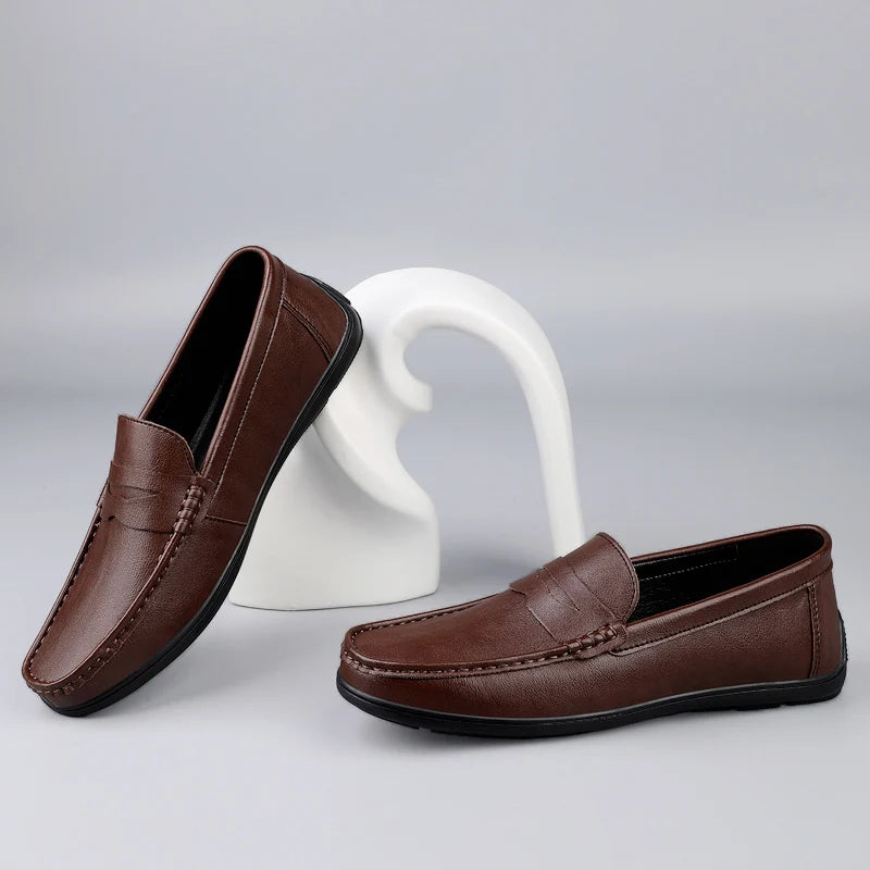 Genuine Leather Men Loafers Comfortable Mens Casual Shoes Luxury Brand Man Formal Dress Shoes Breathable Slip on Boat Shoes