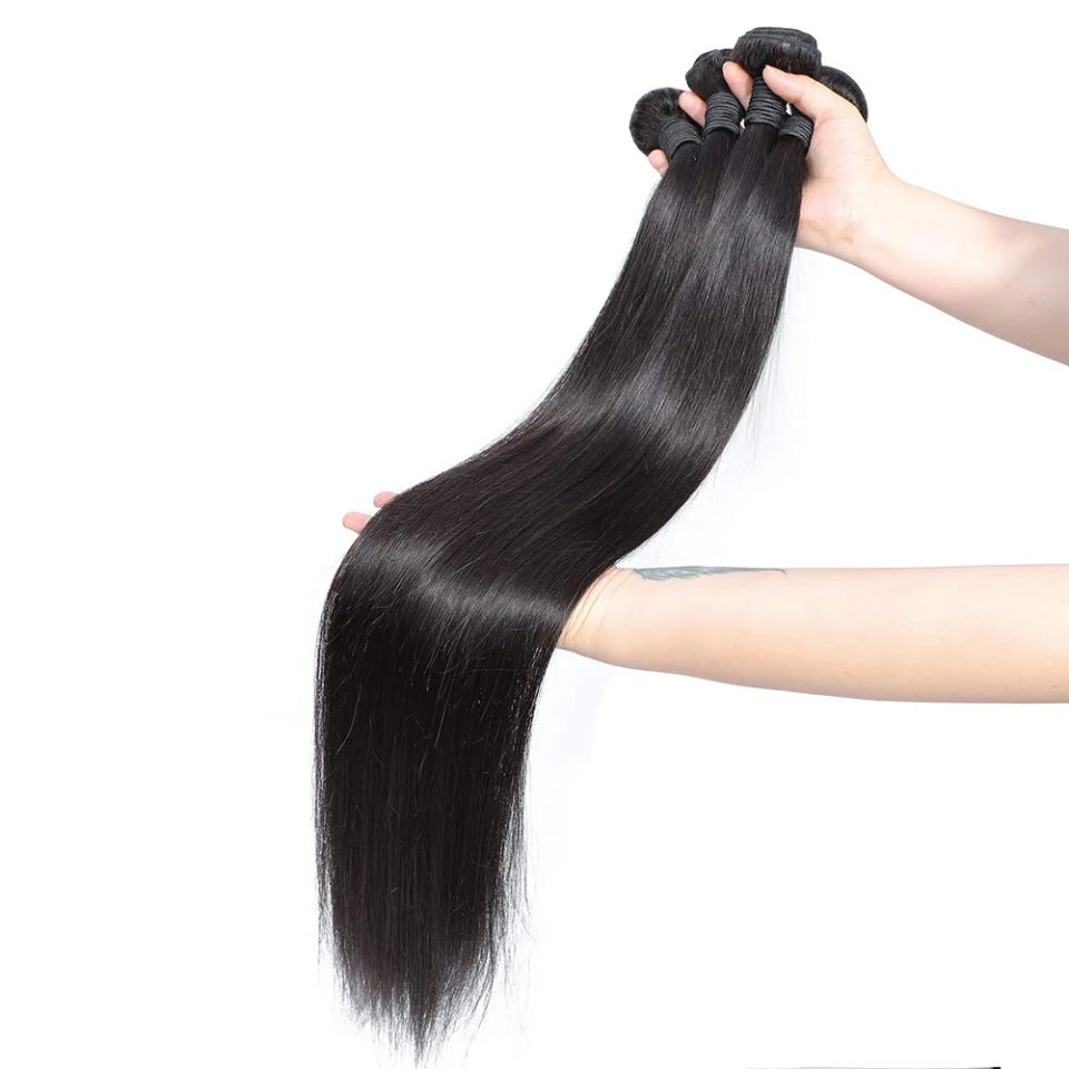 MISSANNA 34 36 38 40 Straight Hair Bundles Bone Straight Human Hair Brazilian Sew-in Hair Weave Bundles Natural Hair Extensions