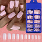 100pcs Milk White/Pink Square Short Round False Nails Full Cover Acrylic Fake Nails Smooth Reusable Press On Nails Fake Nails