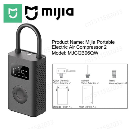MIJIA 100% Original Portable Air Compressor 2,150psi,Preset Pressure Stop When Full,Air Pump,6 Mode,Lightweight Electric