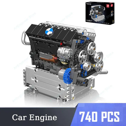 Mould King LSX454 V8 V12 W12 Engine Motorized Simulation Model Electrically Drive Building Blocks Technical Car Parts Toys Gift