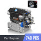 Mould King LSX454 V8 V12 W12 Engine Motorized Simulation Model Electrically Drive Building Blocks Technical Car Parts Toys Gift
