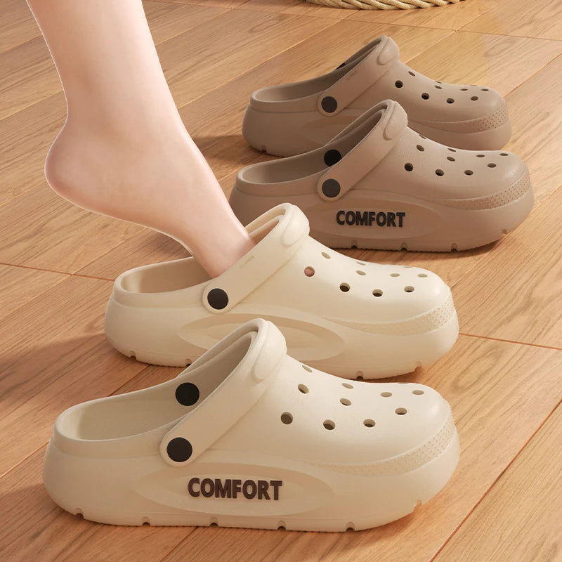 Men's Cut Out Shoes Men's Summer New Women's and Men's Thick-Soled Non-Slip Eva Sandals Boys' Driving Cut Out Slippers