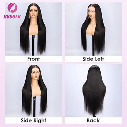 13x4 13x6 40 42 Inch HD Transparent 5x5 Straight Lace Front Wig 250 Density Brazilian  Lace Frontal Human Hair Wigs For Women