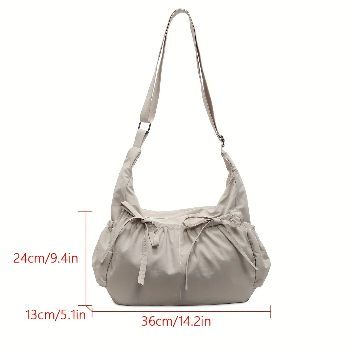 Large Capacity Women's Shoulder Bags Lightweight Nylon Pleated Crossbody Bag Multiple Pockets Hobo Bag For Women Commuting