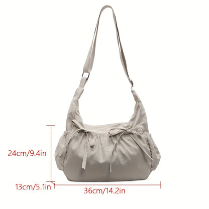 Large Capacity Women's Shoulder Bags Lightweight Nylon Pleated Crossbody Bag Multiple Pockets Hobo Bag For Women Commuting