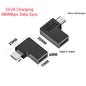 USB 2.0 Type-C Female To Micro-USB Male 90 Degree Left/Right Angle U Shape 5V2A Charging Connector for Android Phone Tablets